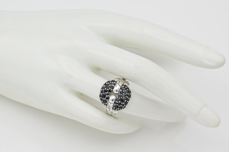 John Hardy Sterling Silver Kali Black Sapphire Square Link Ring