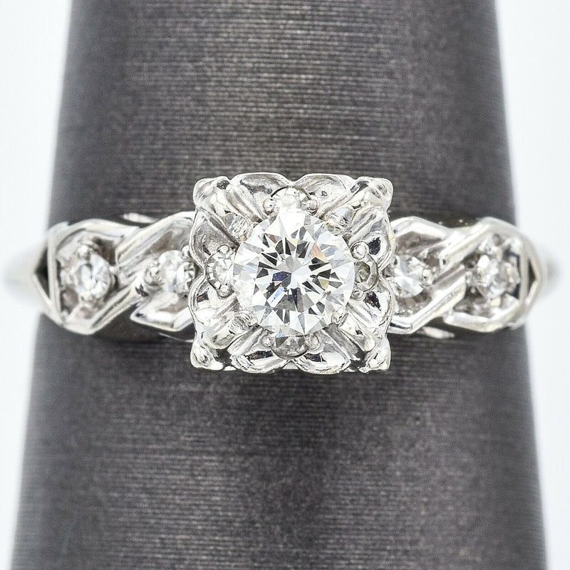 Vintage 14K White Gold 0.25 Ct Diamond Band Ring E/F VS-1