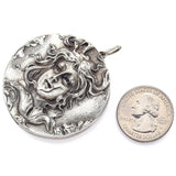Vintage Henryk Winograd HW 999 Fine Silver Repoussé Flower Maiden Pendant