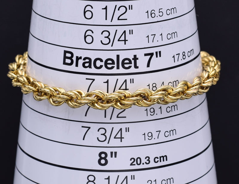Vintage Tiffany & Co 18K Yellow Gold Rope Chain Bracelet 13.4 Grams