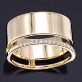 Estate 14K Yellow Gold Diamond Wide Band Ring 10.5 mm 7.1 Grams