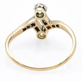 Antique 14K Yellow Gold Euro & Mine Cut Diamond Art Deco Band Ring