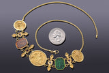 Vintage 18K Gold Italian Tagliamonte Ruby & Venetian Glass Cameo Necklace 25.8G