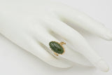 Vintage 14K Yellow Gold 7.23 Ct Green Jade Oval Cabochon Cocktail Ring