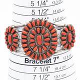 Vintage Marie Donna Besselente Zuni Sterling Silver Red Coral Cuff Bracelet