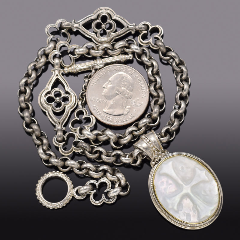 Konstantino Sterling Silver & 18K Gold Mother of Pearl Cross Pendant Necklace