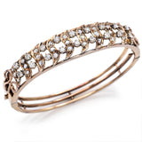 Vintage 18K Gold 3.10TCW Mixed Mine & Modern Diamond Swirl Bangle Bracelet