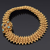Antique Etruscan Portuguese Cannetille 19.2K Gold Turquoise & Garnet Bracelet