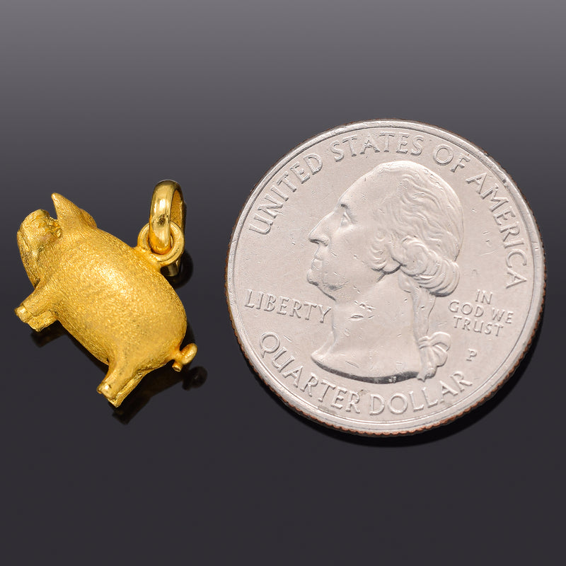 Vintage 24K Yellow Gold Pig Charm Pendant 3.7 Grams