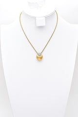 Vintage Designer Signed 18K Gold 0.70 TCW Diamond Puffed Heart Pendant Necklace