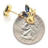 Vintage 14K Yellow Gold Sapphire & Diamond Stud Earrings