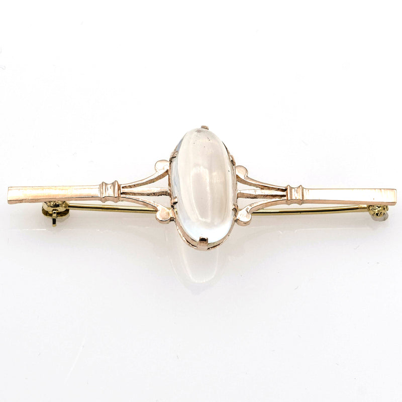 Antique Victorian 14K Gold Moon Stone Brooch Pin