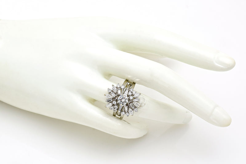 Vintage Platinum & 14K Gold 2.57 TCW Diamond Enhancer Guard Ring Set