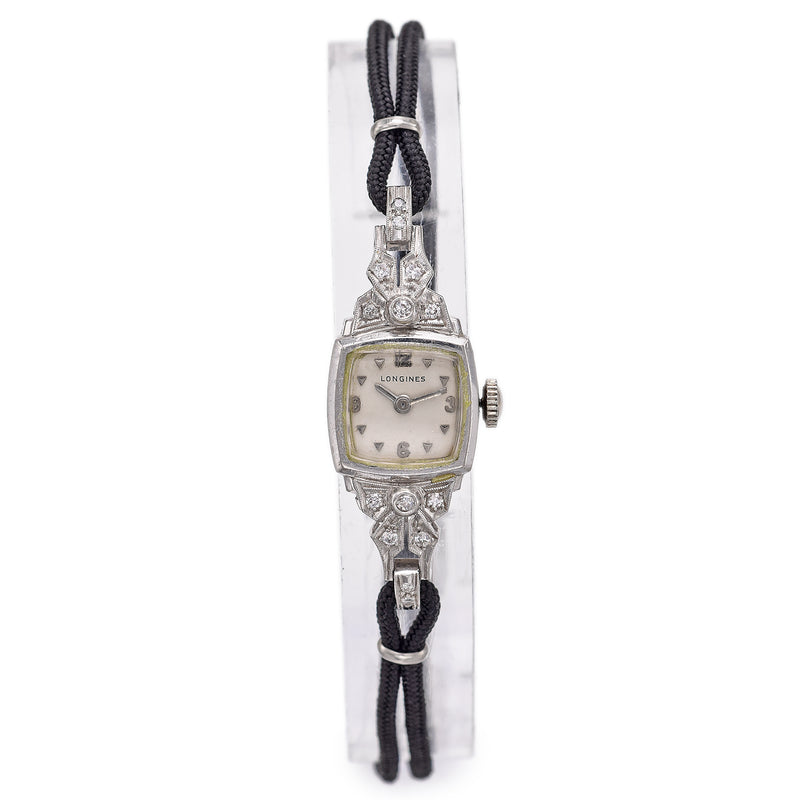 Antique Longines Platinum Diamond 17 Jewels Women's Hand Wind Watch