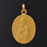 Oscar Roty French 18K Yellow Gold Madonna and Child Oval Pendant
