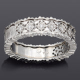 Vintage 18K White Gold 0.055 TCW Diamond Filigree Eternity Band Ring