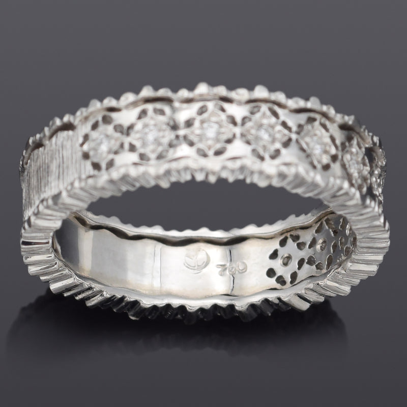 Vintage 18K White Gold 0.055 TCW Diamond Filigree Eternity Band Ring