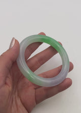 GIA Cert Translucent Variegated Natural Green & Purple Jadeite Jade Bangle Bracelet