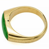 Vintage 14K Yellow Gold Green Jade Saddle Band Ring 3.3 Grams Size 4.75