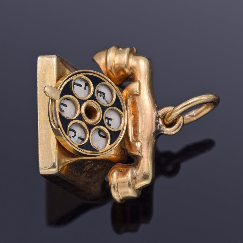 Vintage 14K Yellow Gold Telephone Charm Pendant 2.2 Grams