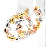 Milor Vintage Italian 14K Multi-Tone Gold Wave Hoop Dangle Earrings