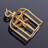 Vintage 14K Yellow Gold Bird in Birdcage Charm Pendant 1.8 Grams