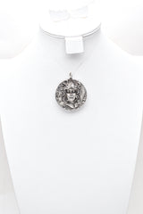 Vintage Henryk Winograd HW 999 Fine Silver Repoussé Flower Maiden Pendant