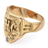 Antique 14K Yellow Gold Mine Cut Diamond M G Initial Signet Ring