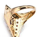 Erte 14K Yellow Gold Amethyst & 0.35 TCW Diamond Art Deco Cocktail Ring