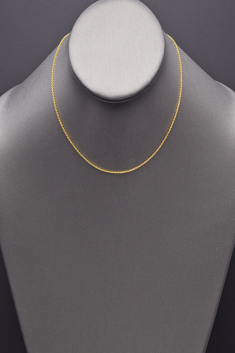 Vintage 24K Yellow Gold Rolo Link Chain Necklace 1.5 mm 4.0 Grams 15 Inches