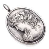 Vintage Henryk Winograd HW 999 Fine Silver Repoussé Woman Grape Vine Pendant Md