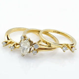 Vintage 14K Yellow Gold 0.84 Ct Marquise Diamond Three-Piece Ring Set