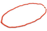 Vintage 18K Yellow Gold Red Coral Long Beaded Strand Necklace 31 Inches