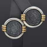 Vintage Sterling Silver & 18K Gold Ancient Roman Coin Necklace & Earrings Set