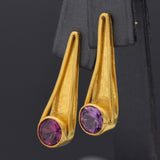 Antique 22K Yellow Gold Amethyst Drop Earrings