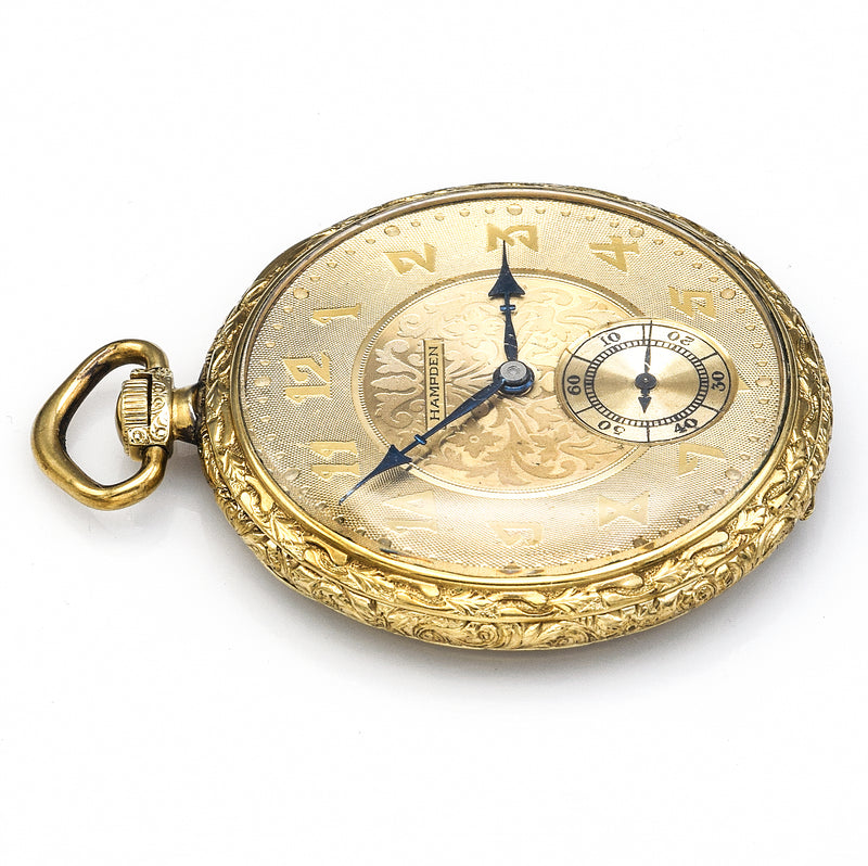 Antique 1917 Hampden Paul Revere 19 Jewels Size 12 Gold Filled Pocket Watch