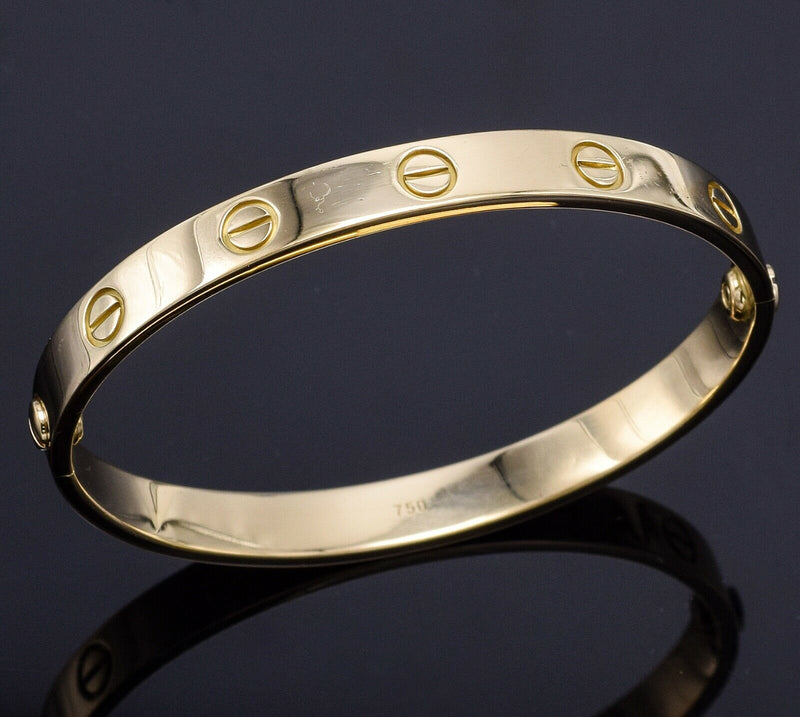 CARTIER 18K Yellow Gold Screw Love Bracelet Size 16 + Box, Screwdriver 28.4Grams