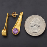 Antique 22K Yellow Gold Amethyst Drop Earrings
