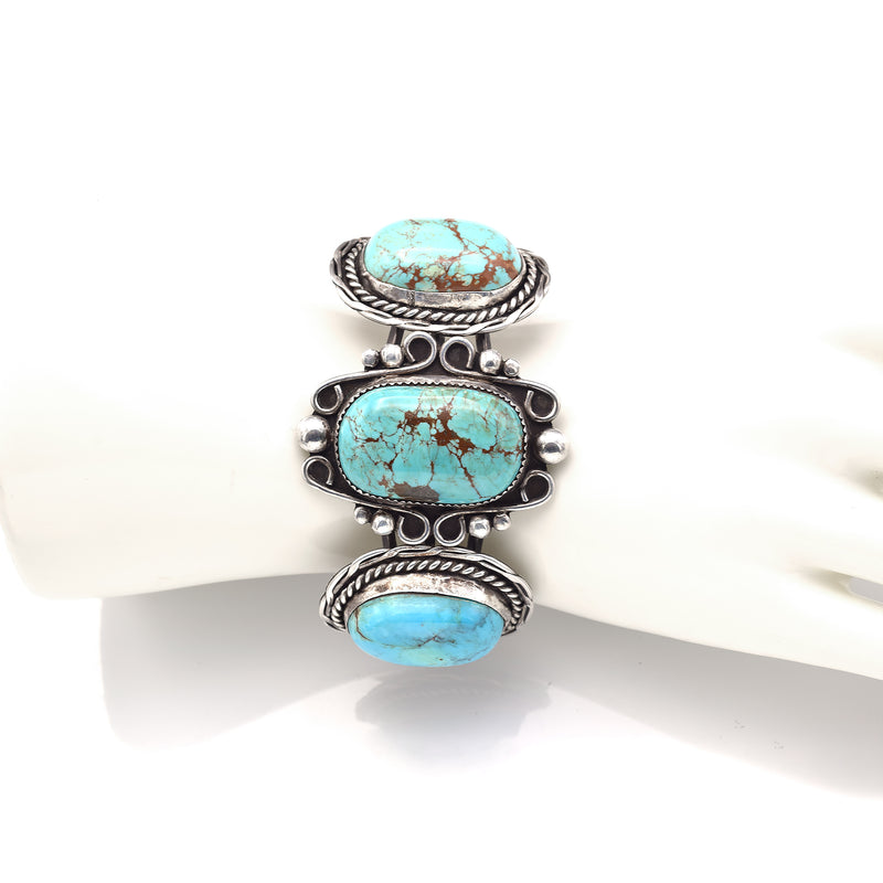 Vintage Sterling Silver Turquoise Southwestern Cuff Bracelet