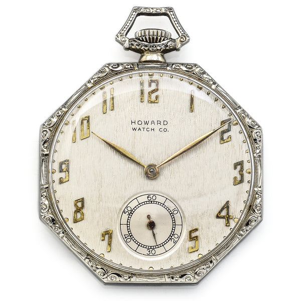 Antique 1921 Howard 14K White Gold 17 Jewels Size 10 Pocket Watch