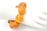 Vintage Natural Butterscotch Amber Large Oval Beaded Stretch Bracelet +Box
