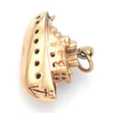 Vintage 14K Yellow Gold Red Enamel Bon Voyage Ship Charm Pendant