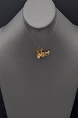 Vintage 14K Yellow Gold Horse Carriage Charm Pendant 7.4 Grams