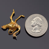 Vintage 14K Yellow Gold Ostrich Bird Charm Pendant 9.2 Grams