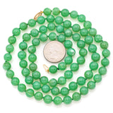 Vintage 14K Yellow Gold Apple Green Chrysoprase Long Beaded Strand Necklace 34"