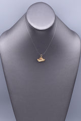 Vintage 14K Yellow Gold Red Enamel Bon Voyage Ship Charm Pendant