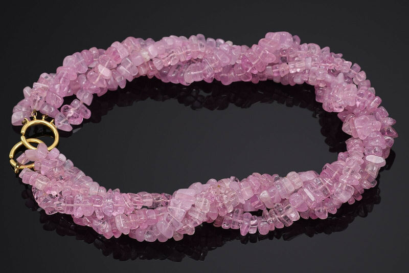 Tiffany & Co Paloma Picasso 18K Gold Rose Quartz Beaded Multi-Strand Necklace