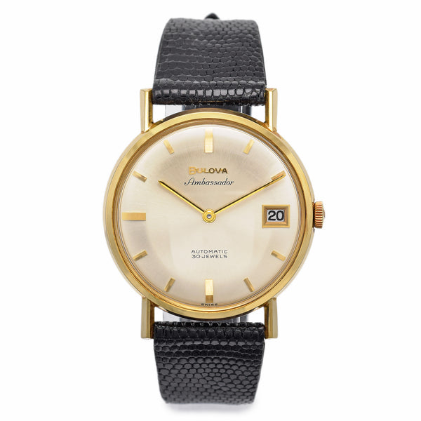 Vintage Bulova Ambassador 18K Gold 30J Automatic Men's Date Watch Ref. 22 71 01