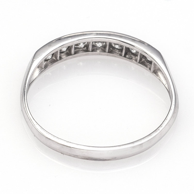 Vintage Platinum 0.42 TCW Diamond Semi-Eternity Band Ring