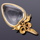 Antique Victorian 18K Gold 42.95Ct Rock Crystal Quartz & Sea Pearl Heart Pendant